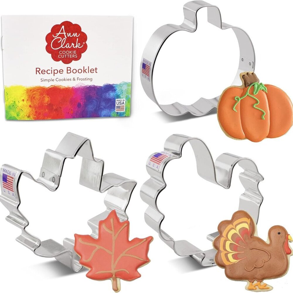 Thanksgiving and Fall Holiday Cookie Cutters 3-Pc. Set by Ann Clark, Maple Leaf